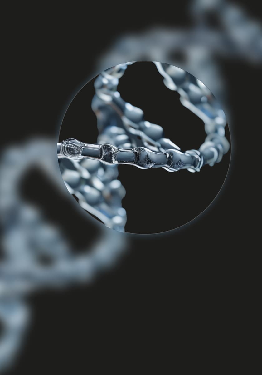 Abbildung eines DNA-Stranges aus Glas mit Milchglas-Effekt