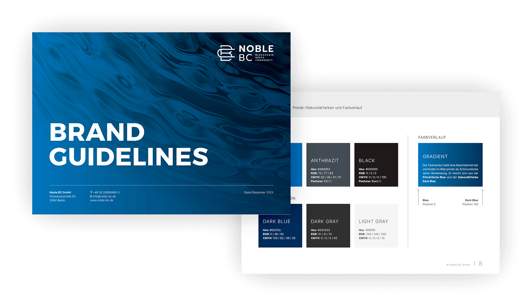 Mockup der Brand Guidelines von Noble BC