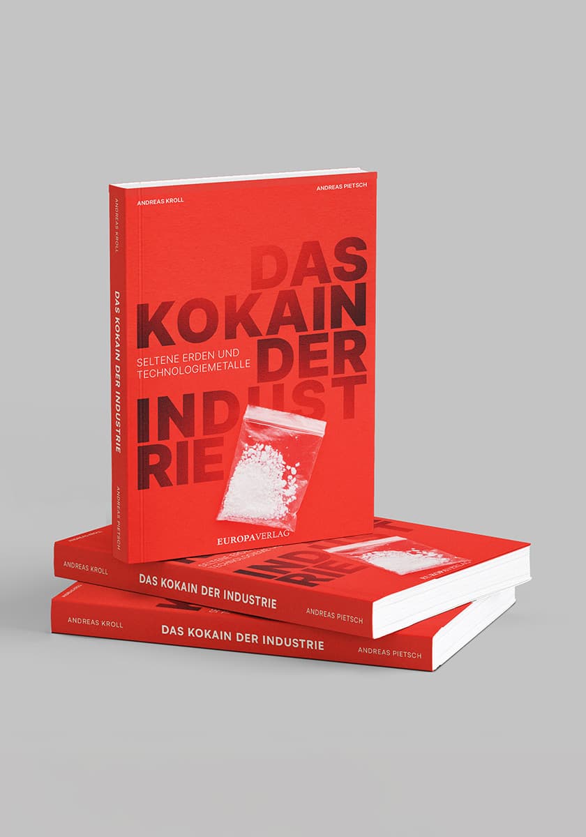 Mock-up des Buches „Das Kokain der Industrie“, liegend und stehend